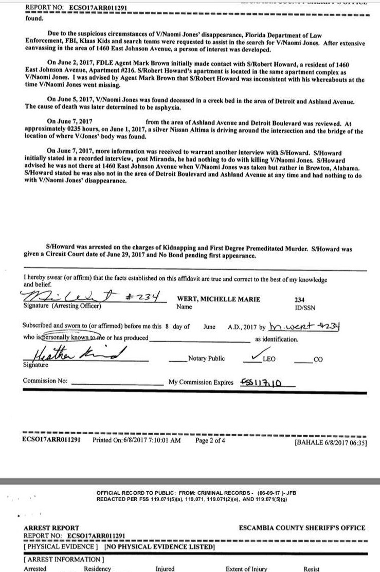 redacted arrest howard